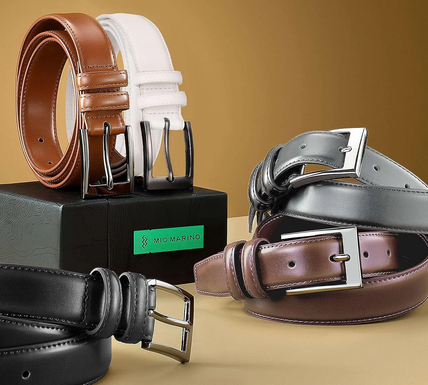Marino’s Men Genuine Leather Dress Belt with Single Prong Buckle