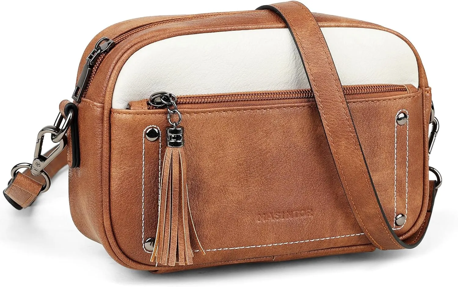 MASINTOR Crossbody Bags for Women Vegan Leather, Trendy Shoulder Purse with Adjustable Strap and Tassel