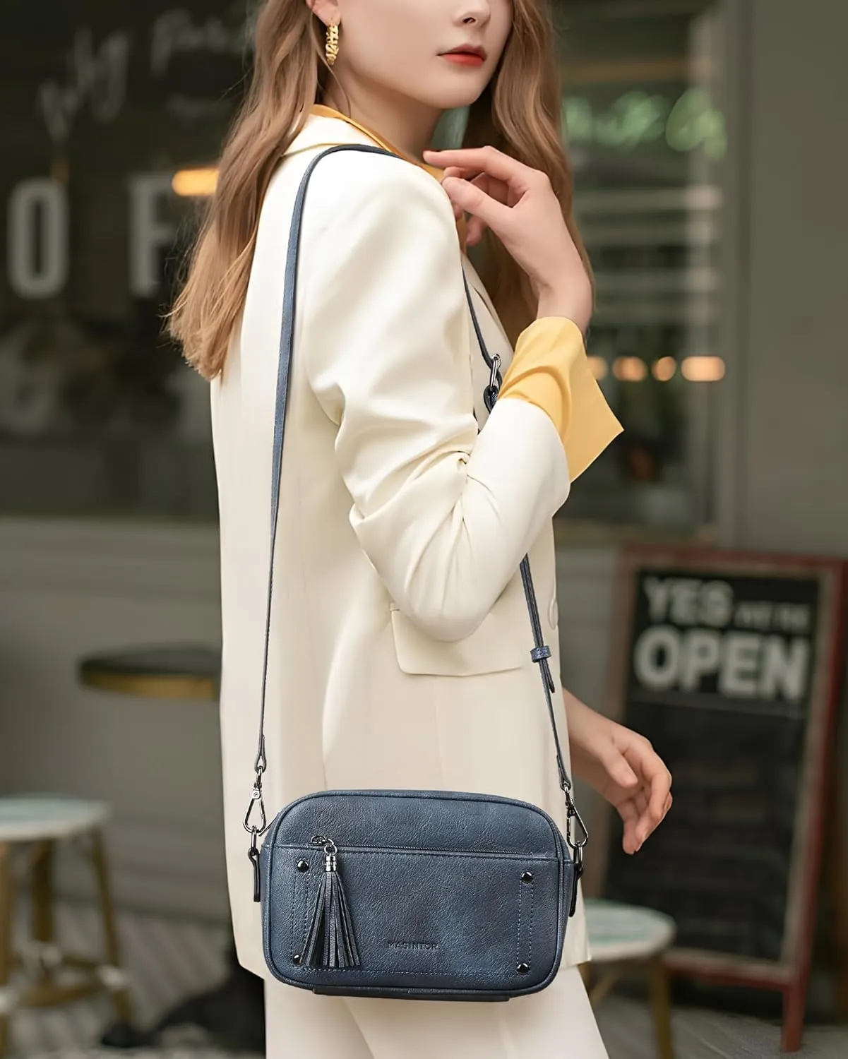 MASINTOR Crossbody Bags for Women Vegan Leather, Trendy Shoulder Purse with Adjustable Strap and Tassel