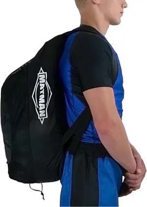 Matman Wrestling Gear Bag Adult Nylon Mesh Sports Bag Lightweight Padded Back Adjustable Straps - Unisex Athletic Bag Black - 24" x 10" x 10" (Adult Size)