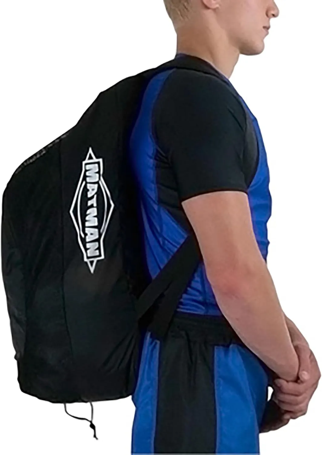 Matman Wrestling Gear Bag Adult Nylon Mesh Sports Bag Lightweight Padded Back Adjustable Straps - Unisex Athletic Bag Black - 24" x 10" x 10" (Adult Size)