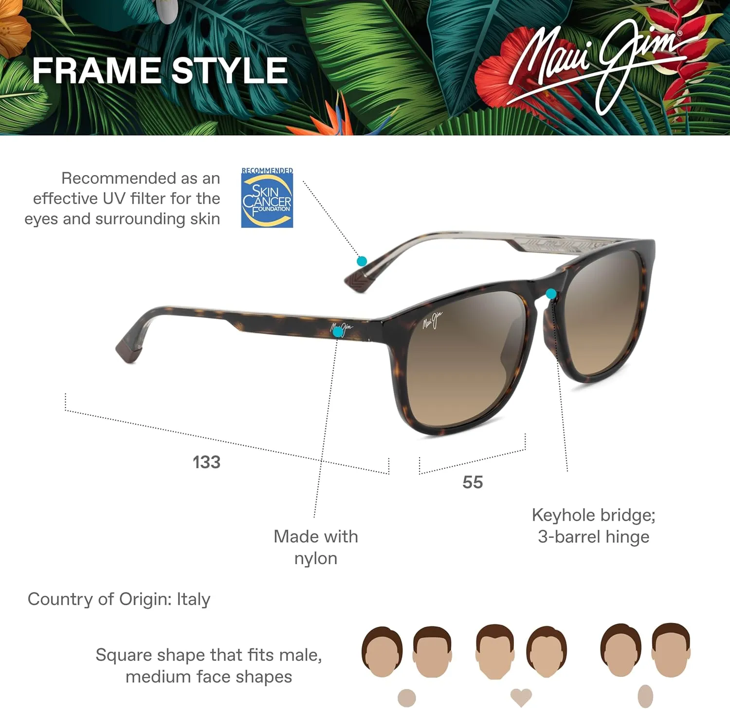 Maui Jim Men's Kupaa Square Sunglasses