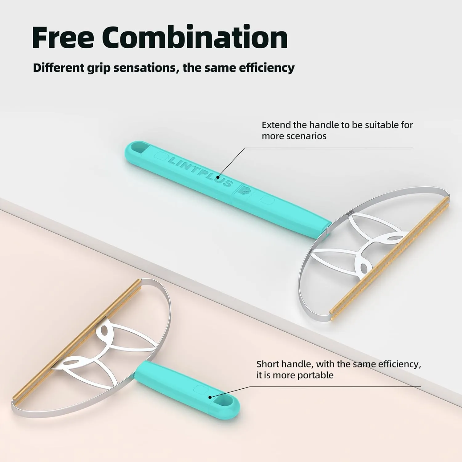 MAX & Pro LINTPLUS Pet Hair Remover Bundle-2-in-1 Adjustable & Fixed Handle Duo, Large   Compact Tools for Carpets, Furniture, Cars, and Tight Spaces