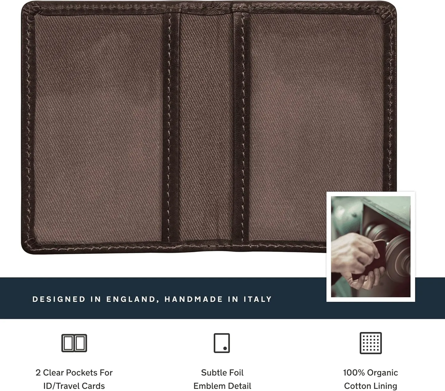 Maxwell Scott - Luxury Italian Leather Travel Card Holder Case for Men Women with ID Section - The Solaro Dark Brown