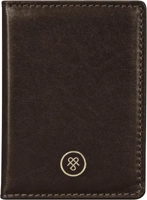 Maxwell Scott - Luxury Italian Leather Travel Card Holder Case for Men Women with ID Section - The Solaro Dark Brown
