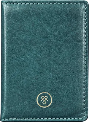 Maxwell Scott - Luxury Italian Leather Travel Card Holder Case for Men Women with ID Section - The Solaro Petrol Blue