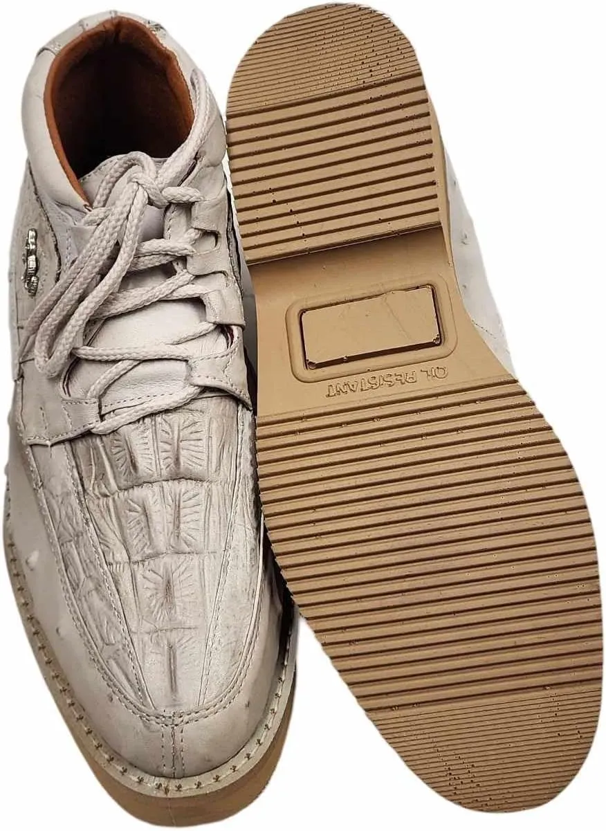 Men Genuine Cowhide Crocodile/Ostrich Print Western Tennis Laces Shoes Work Shoes
