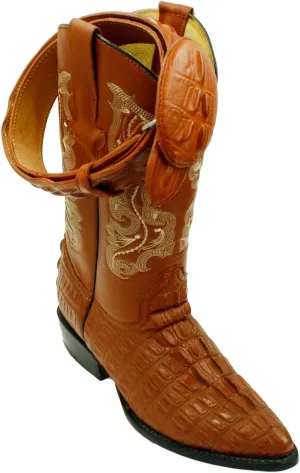 Men genuine cowhide leather crocodile print western j toe boots With Free Belt