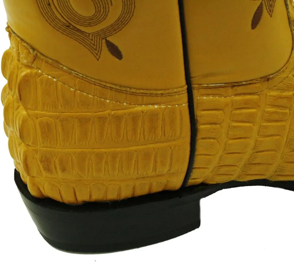 Men genuine cowhide leather crocodile print western j toe boots With Free Belt