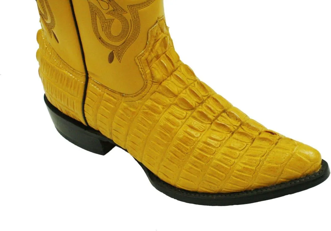 Men genuine cowhide leather crocodile print western j toe boots With Free Belt