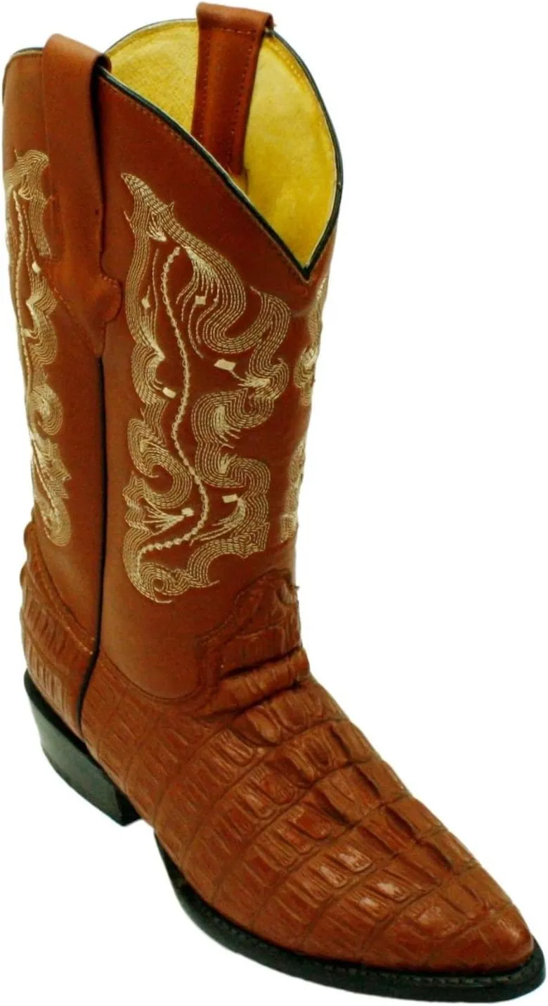 Men genuine cowhide leather crocodile print western j toe boots With Free Belt