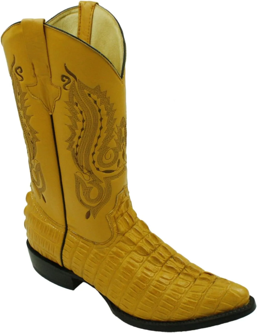 Men genuine cowhide leather crocodile print western j toe boots With Free Belt