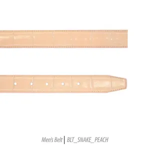 Men Leather Belts-BLT-Snake-Peach