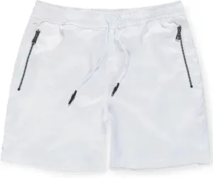 Men Quarter Zip Nylon Short (White), Large