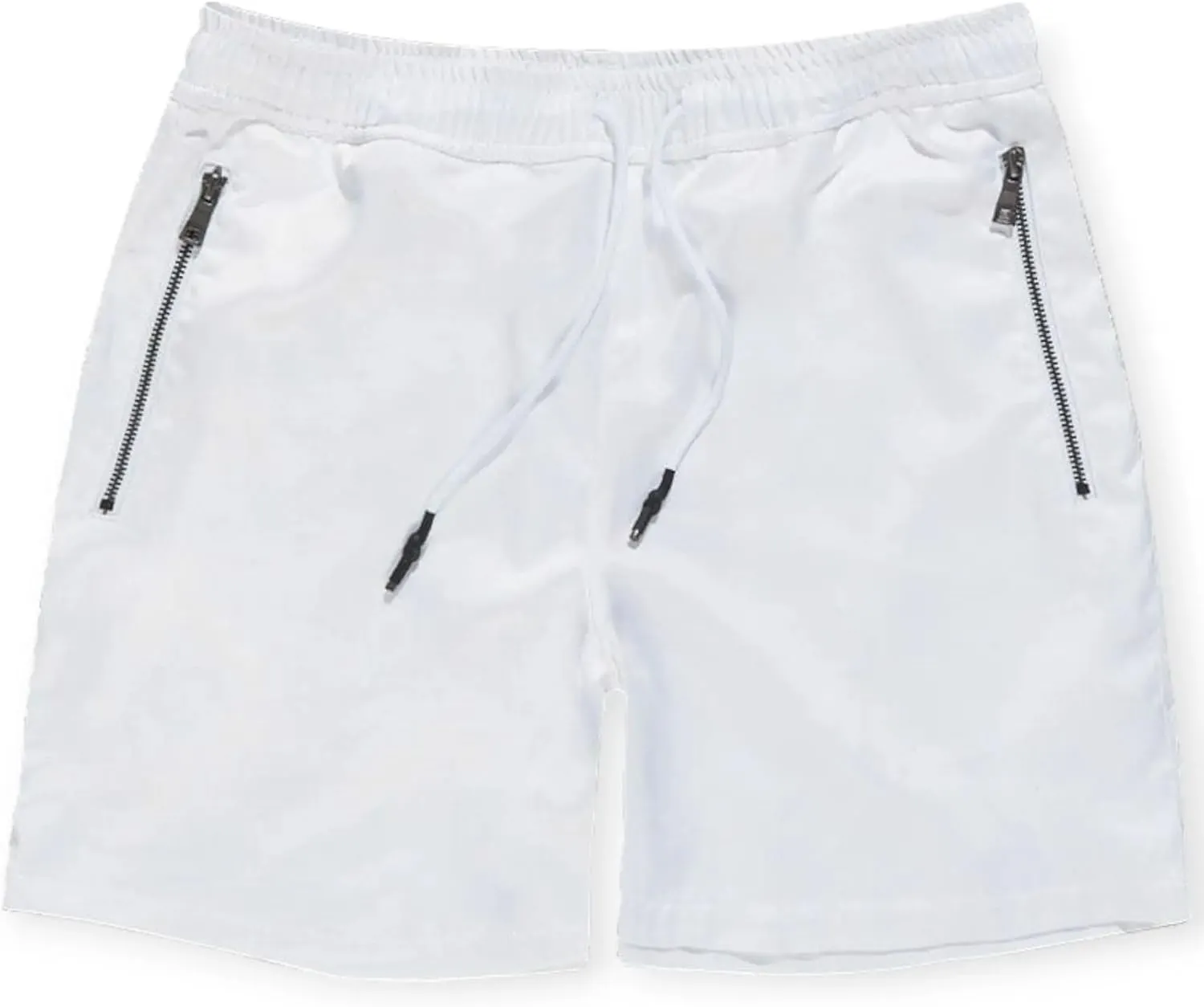 Men Quarter Zip Nylon Short (White), Large