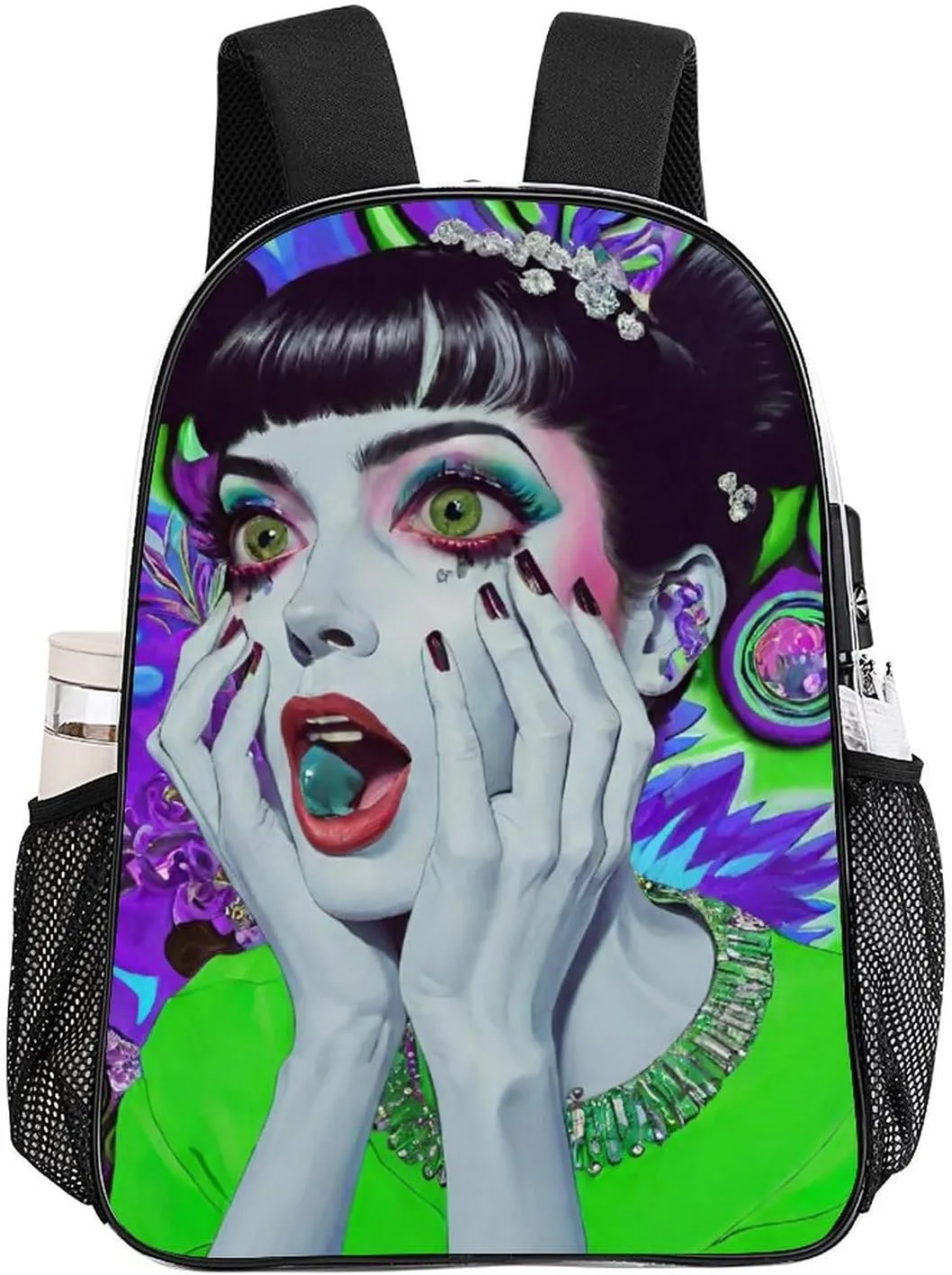 Men Women Transparent Tie Dye Weird Goth Women Art Casual Daypack Large Capacity Carry On Bag With Adjustable Shoulder Straps for Camping Work Running