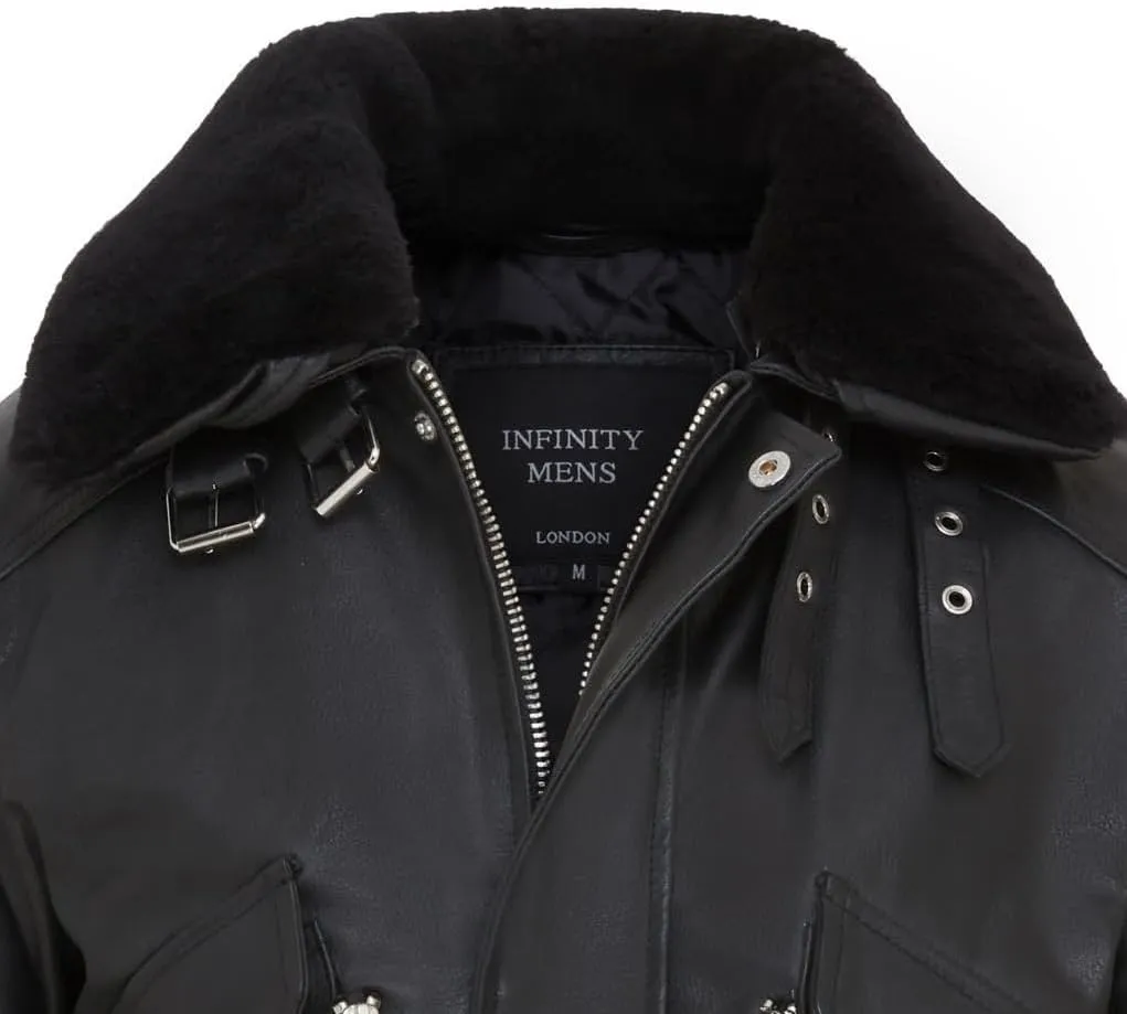 Men's Air Force A2 USAF Black Aviator Bomber Leather Cowhide Jacket