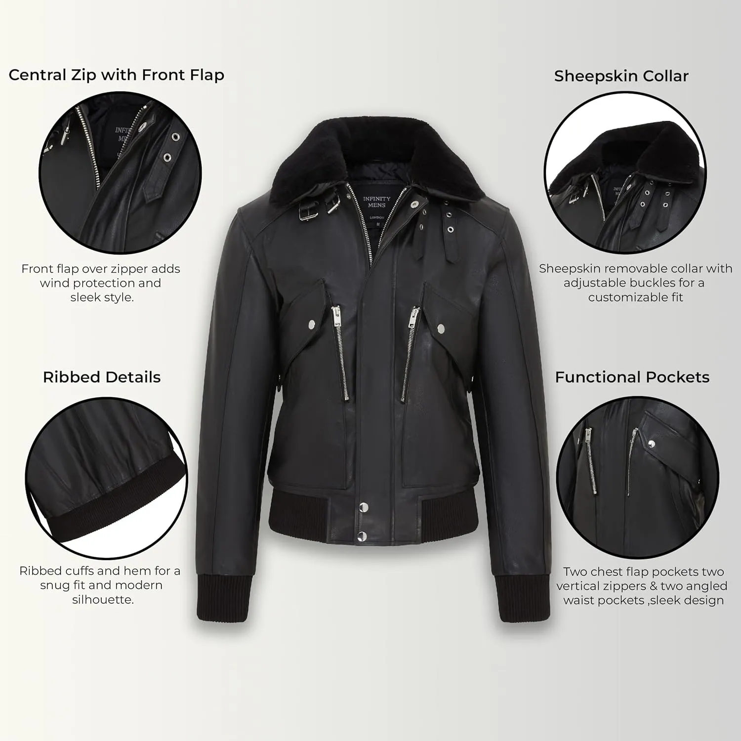Men's Air Force A2 USAF Black Aviator Bomber Leather Cowhide Jacket