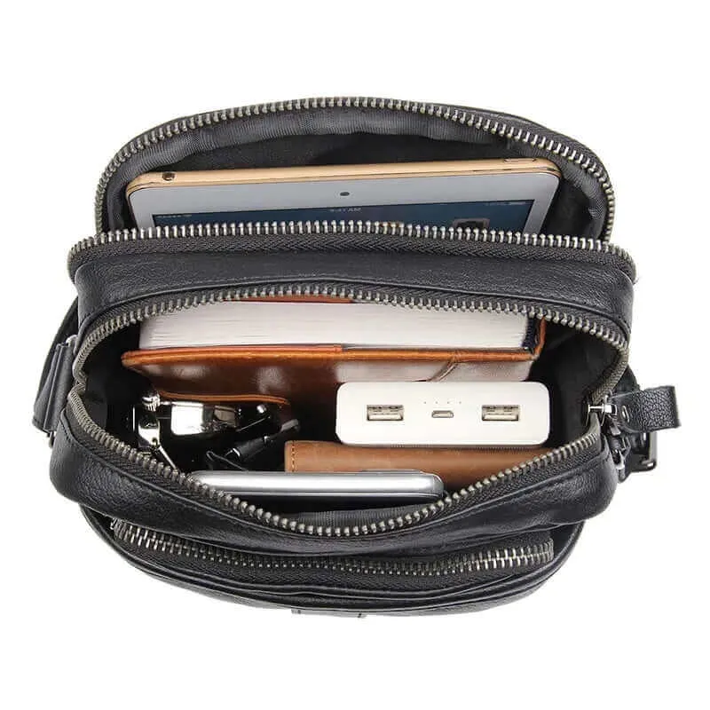Men's Black Leather Crossbody Bag NZ | Shoulder Bag
