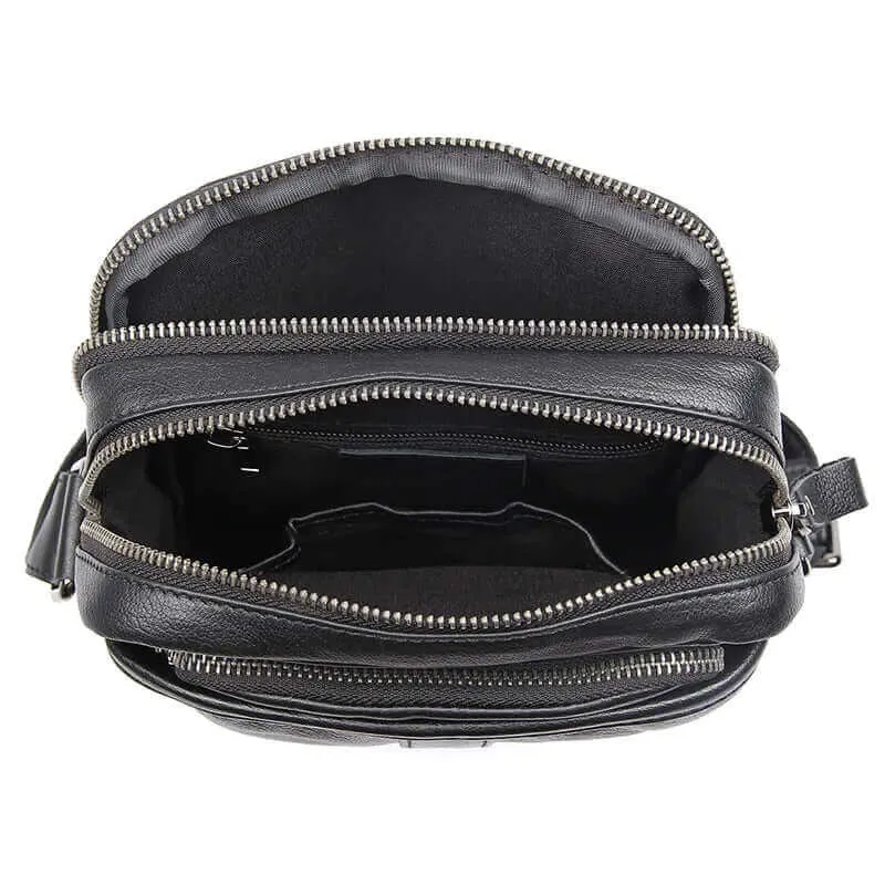 Men's Black Leather Crossbody Bag NZ | Shoulder Bag
