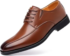 Men's Classic Derby Oxford Dress Shoes, Leather Lace-up (Brown, Adult, Men, 9, Digital, US Shoe System, M (Medium))