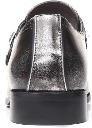 Men's Classic Monk Strap Dress Shoes, Black Patent Leather, Single Buckle Design