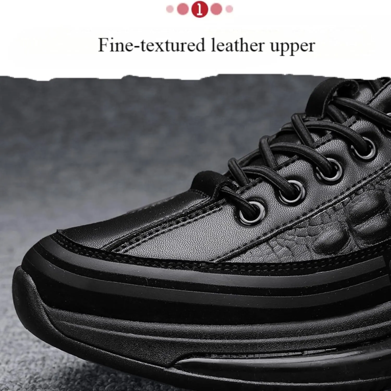Men's Cowhide Pattern Air Cushion Sneakers Stylish and Comfortable Pattern Soft Leather Non-Slip Casual Walking Shoes