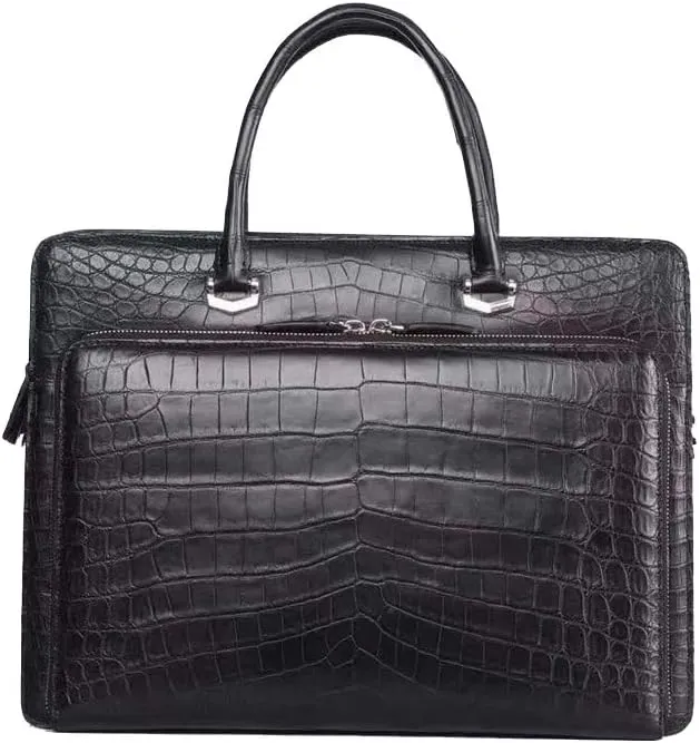Mens Crocodile Briefcase Shoulder Messenger Bag Black