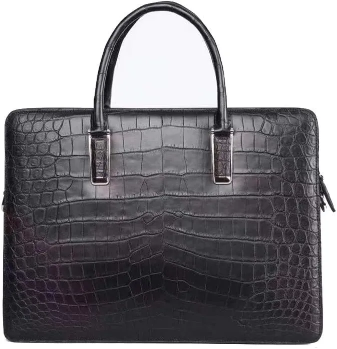 Mens Crocodile Briefcase Shoulder Messenger Bag Black