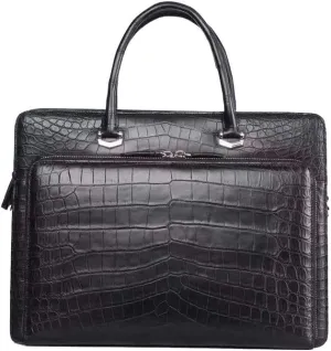 Mens Crocodile Briefcase Shoulder Messenger Bag Black