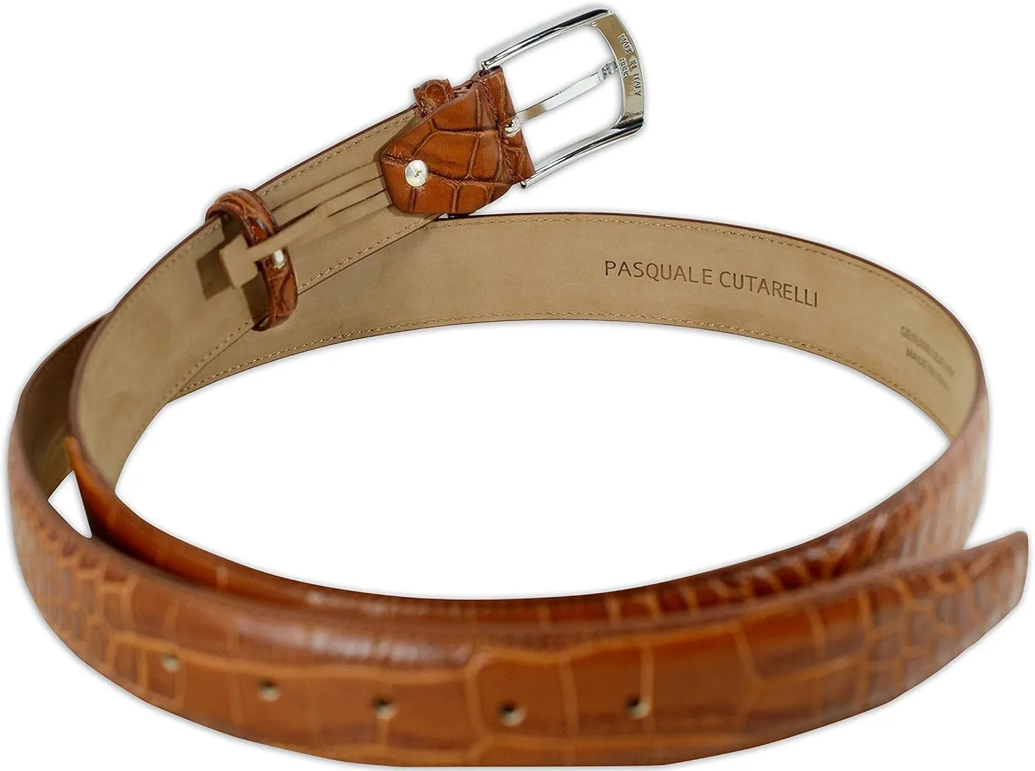 Mens Crocodile Pattern Italian Leather Belt