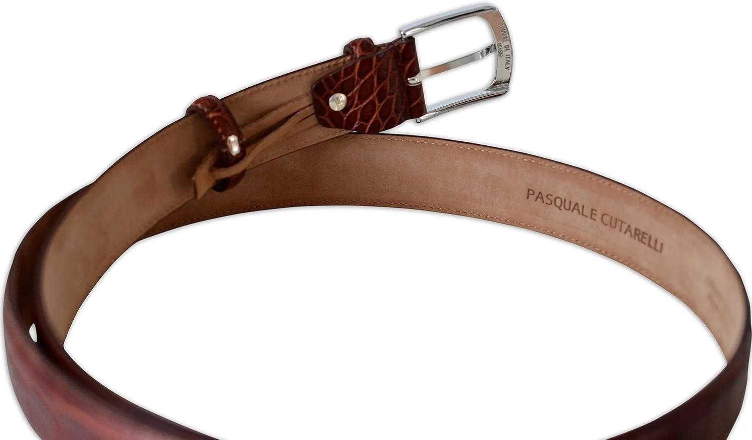 Mens Crocodile Pattern Italian Leather Belt