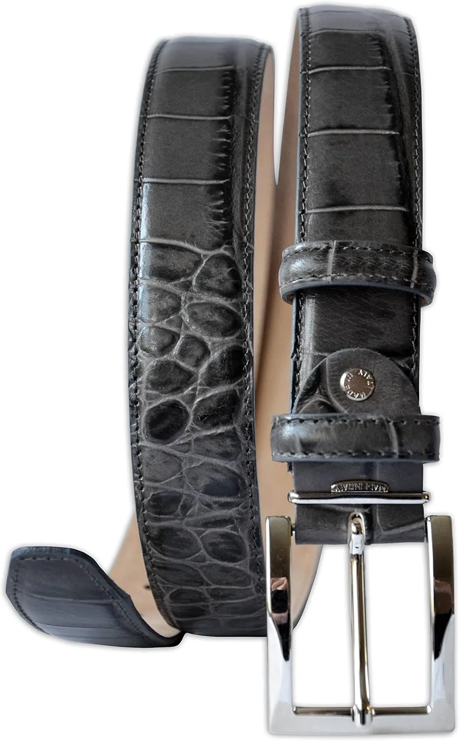Mens Crocodile Pattern Italian Leather Belt