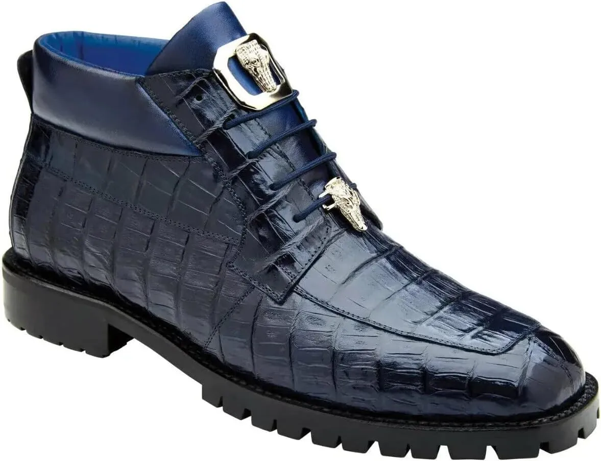 Men's Dress Boot Gallardo Genuine Caiman Crocodile Navy U02 9.5