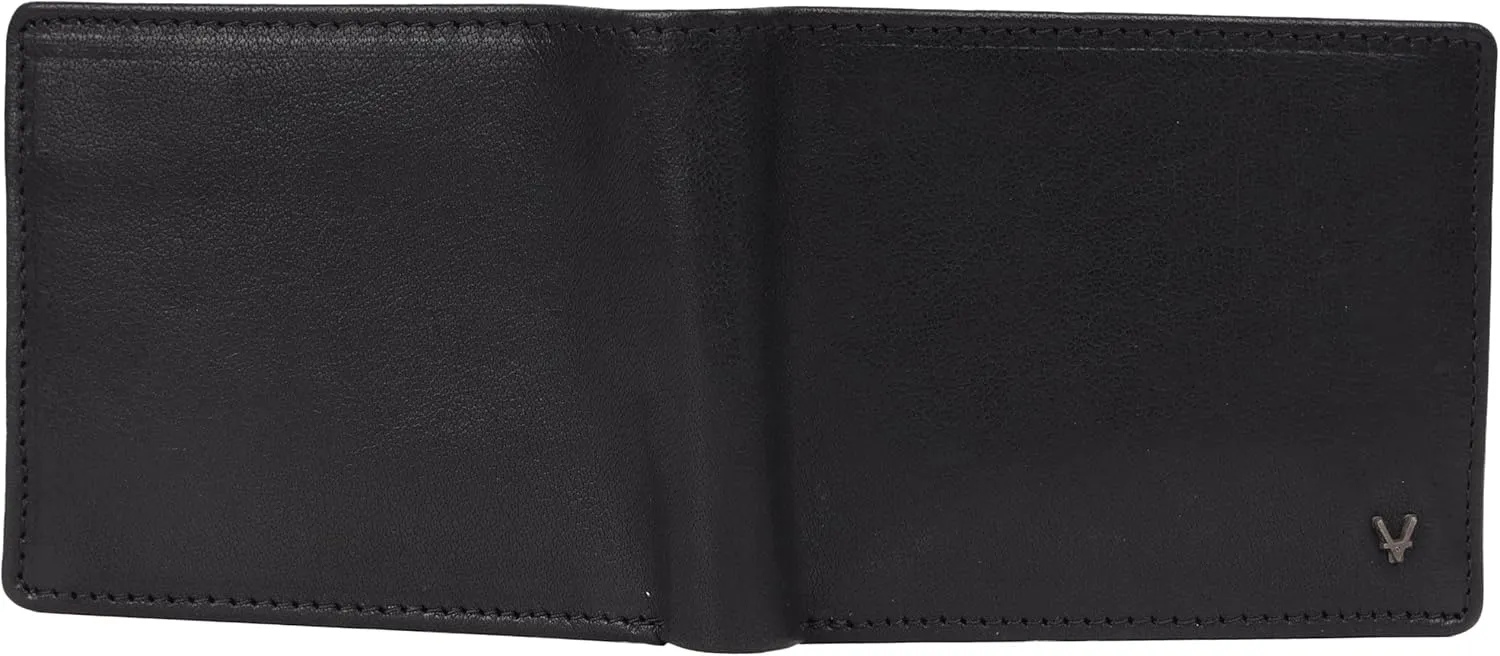 Men's Genuine Italian Leather Bifold Wallet - Sleek & Minimalist, RFID Protected, ID Window Flap, Card Holder, Gift for Him (Matte Black)