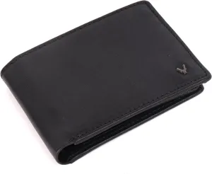 Men's Genuine Italian Leather Bifold Wallet - Sleek & Minimalist, RFID Protected, ID Window Flap, Card Holder, Gift for Him (Matte Black)
