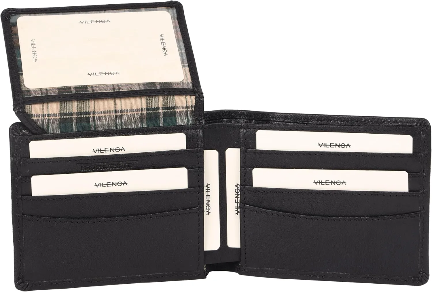 Men's Genuine Italian Leather Bifold Wallet - Sleek & Minimalist, RFID Protected, ID Window Flap, Card Holder, Gift for Him (Matte Black)