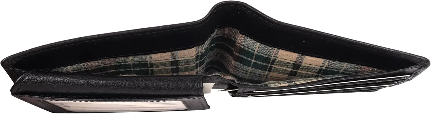 Men's Genuine Italian Leather Bifold Wallet - Sleek & Minimalist, RFID Protected, ID Window Flap, Card Holder, Gift for Him (Matte Black)