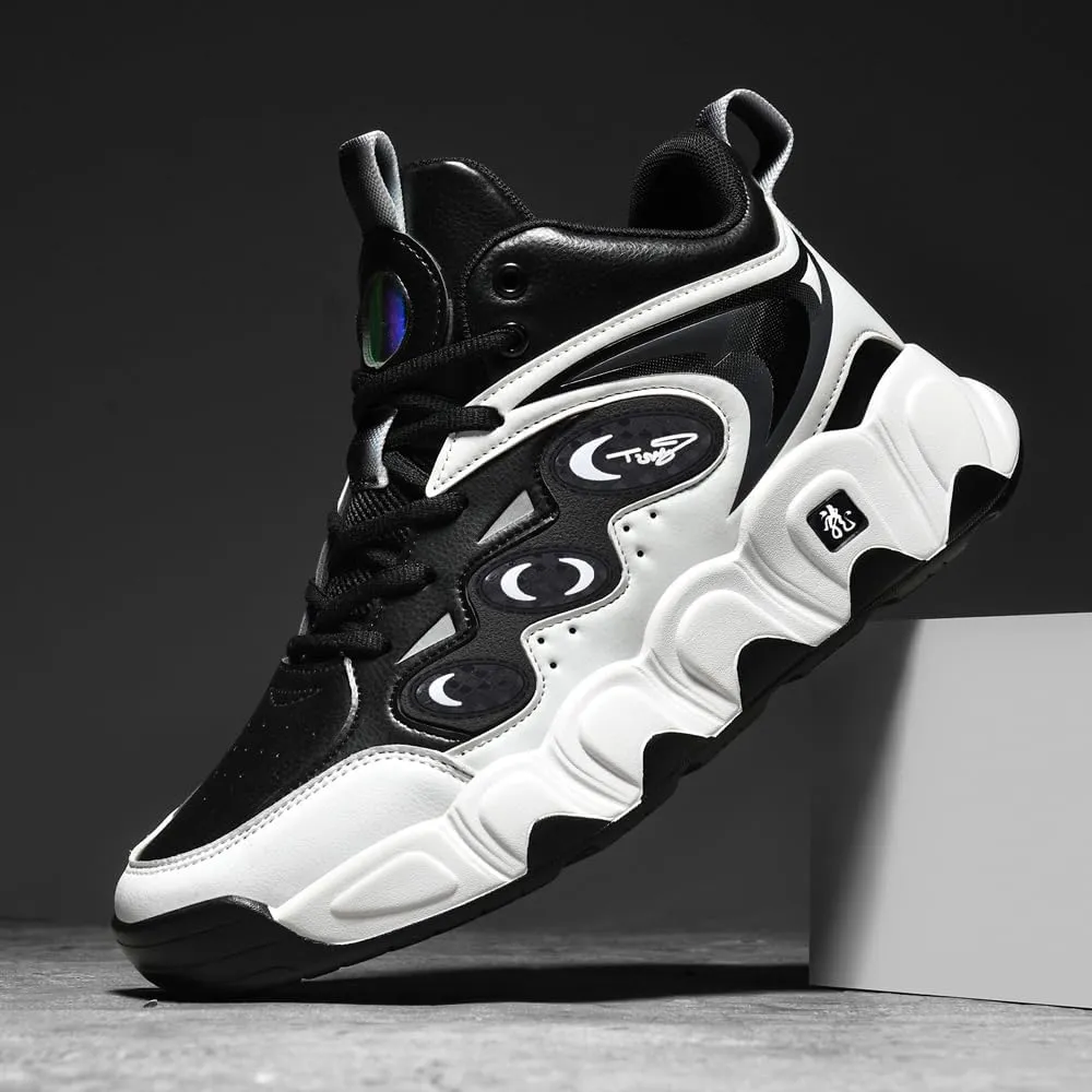Men's High-Top Basketball Shoes,Artificial Leather Sneakers,Plus Sizes