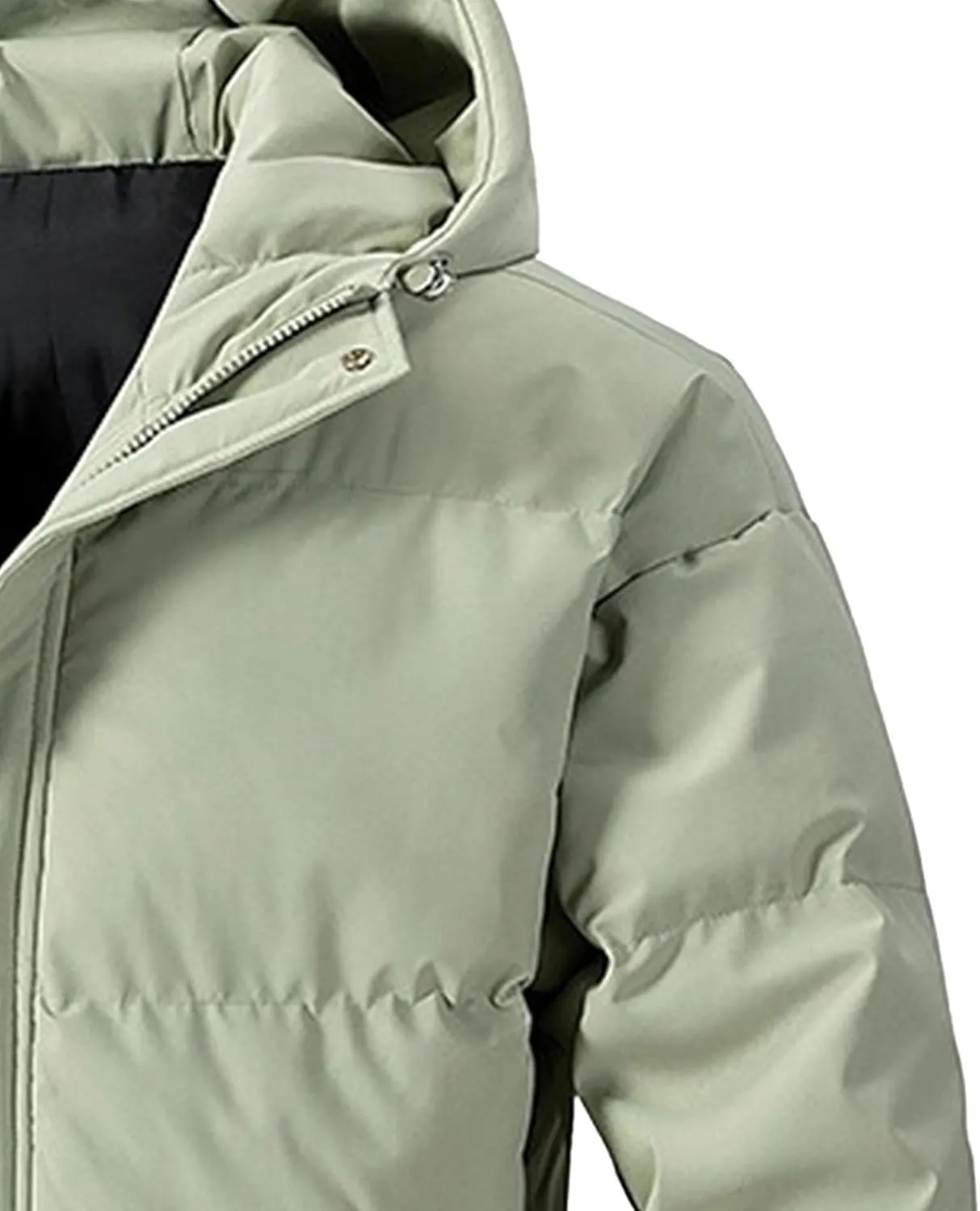 Mens Hooded Warm Quilted Jacket Winter Coat Insulated Puffer Jacket Water-Repellent Windproof Parkas Outerwear