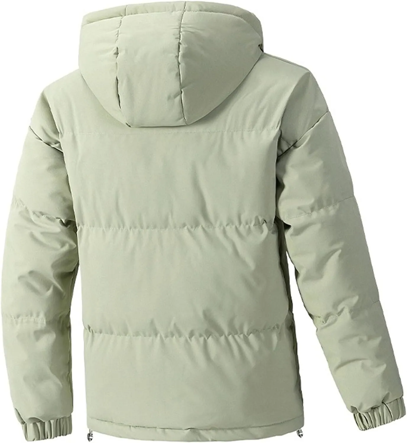 Mens Hooded Warm Quilted Jacket Winter Coat Insulated Puffer Jacket Water-Repellent Windproof Parkas Outerwear