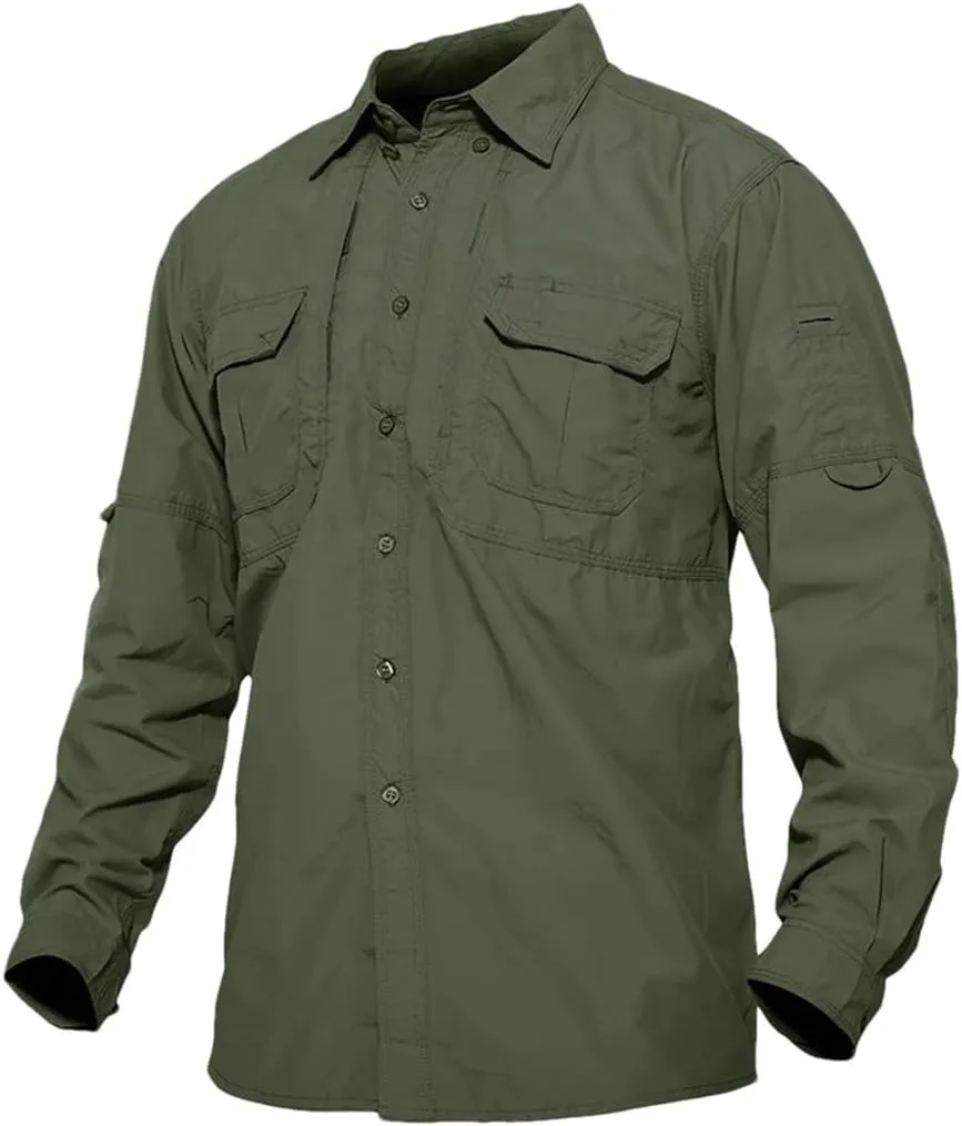 Men's Long Sleeve Shirt Summer Lightweight Quick Dry Hiking Nylon Outdoor Work Cargo Top