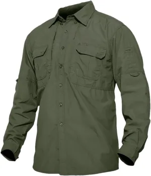 Men's Long Sleeve Shirt Summer Lightweight Quick Dry Hiking Nylon Outdoor Work Cargo Top