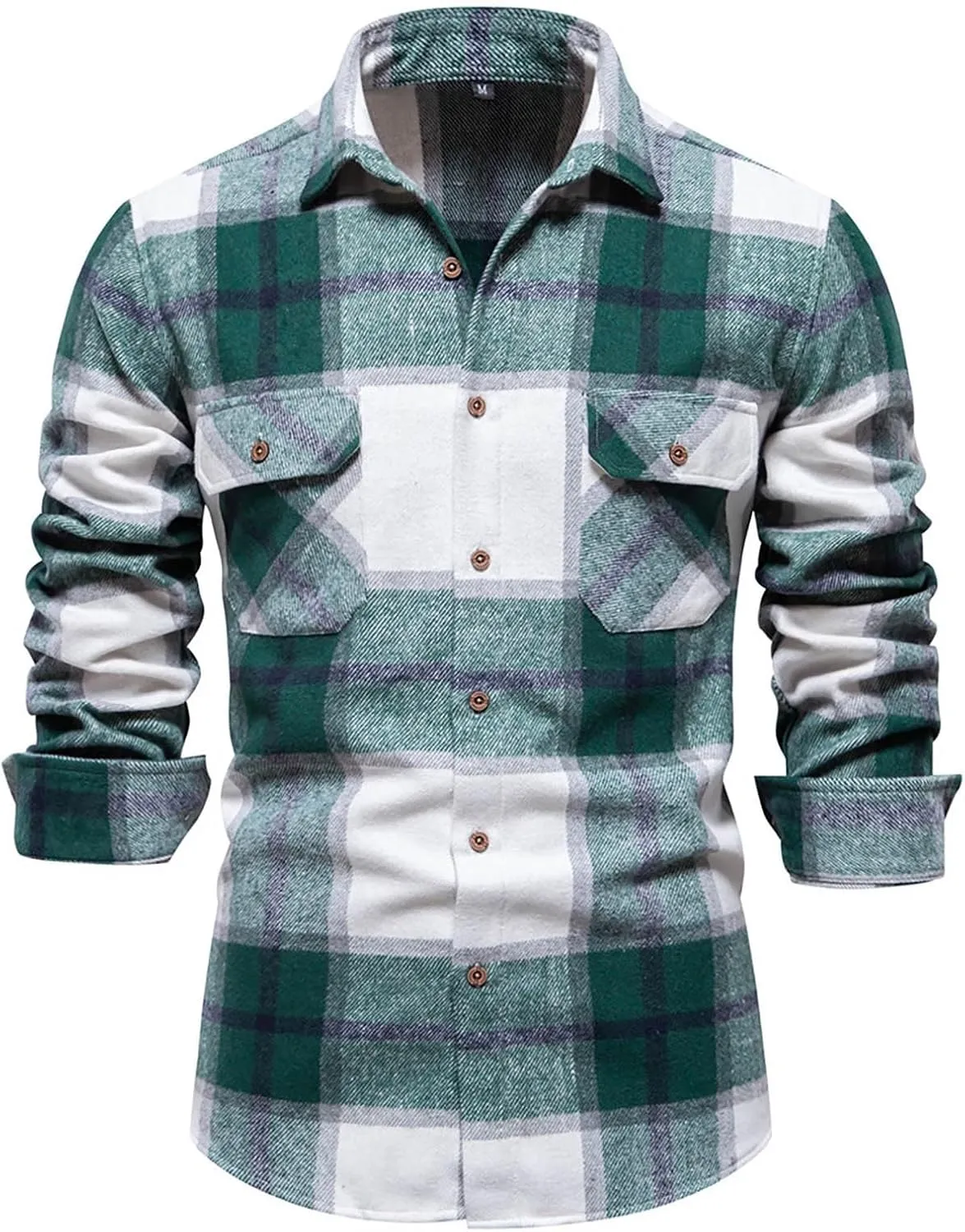 Mens Plaid Flannel Jacket Button Long Sleeve Shirt Tops Men's Cardigan Casual Loose Thicken Quilted Lightweight