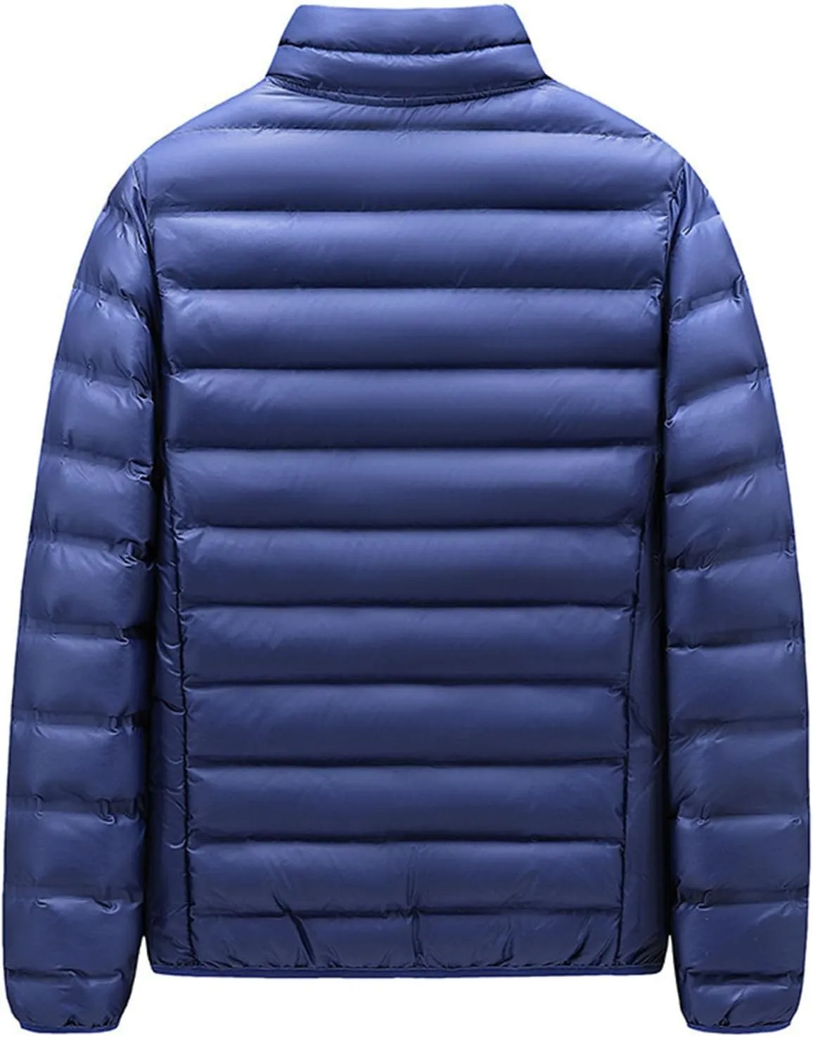 Mens Quilted Jacket Packable Stand Collar Down Jacket Casual Full Zip Warm Winter Coat Waterproof Thermal Warm