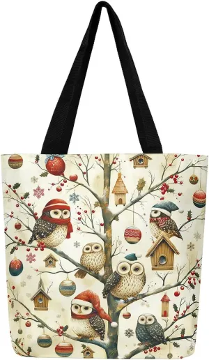 Merry Christmas Canvas Tote Bag,Santa Claus Shopping Grocery Bags,Shoulder Handbags for Gym