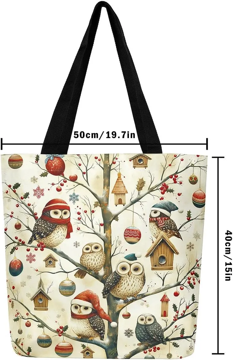 Merry Christmas Canvas Tote Bag,Santa Claus Shopping Grocery Bags,Shoulder Handbags for Gym