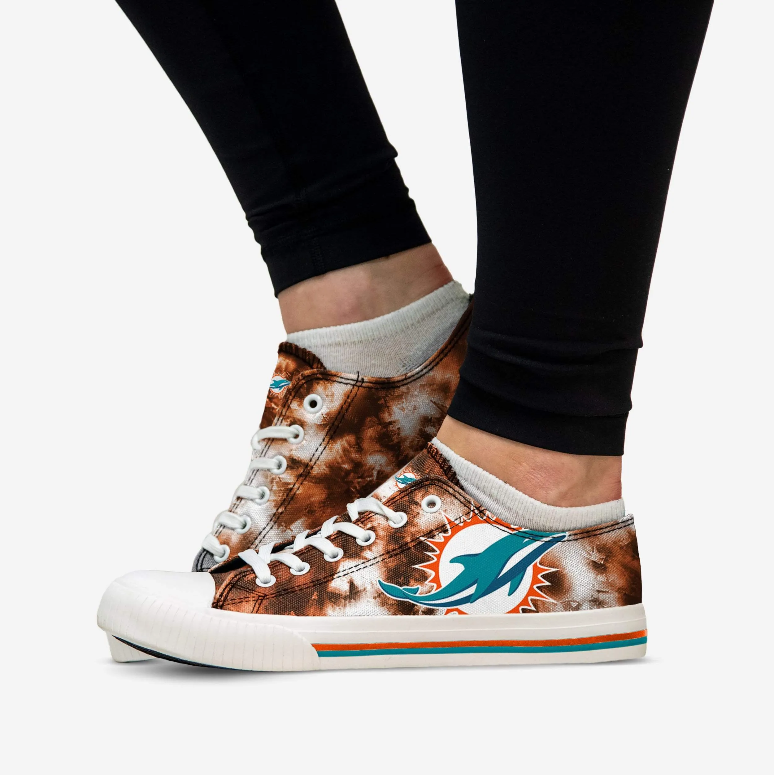 Miami Dolphins Womens Low Top Tie-Dye Canvas Shoe