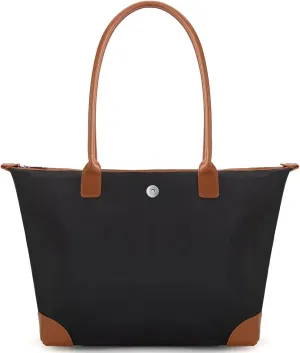 Milan Chiva Nylon Tote Bag for Women Large Shoulder Bag with Zipper Lightweight Foldable Work Tote