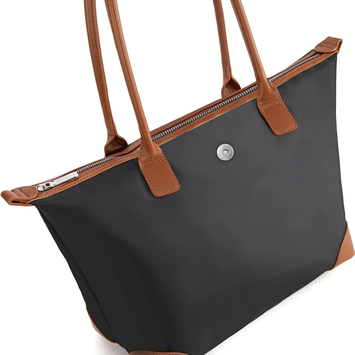 Milan Chiva Nylon Tote Bag for Women Large Shoulder Bag with Zipper Lightweight Foldable Work Tote